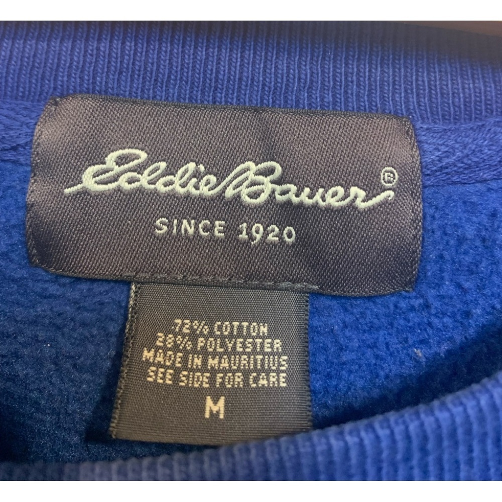 Vintage Eddie Bauer Reverse Weave Blue Sweatshirt Size M - Picture 2 of 6